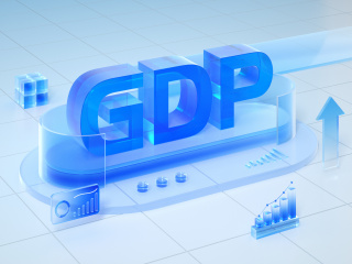 立体金融GDP磨砂玻璃场景C4D模型