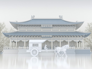 立体中式古代建筑C4D模型