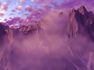 立体唯美复古紫色山脉C4D模型