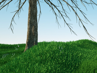 立体草绿色空间写实风景C4D模型