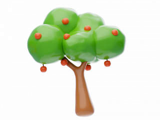 立体苹果树C4D模型