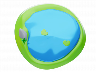 立体绿色池塘C4D模型
