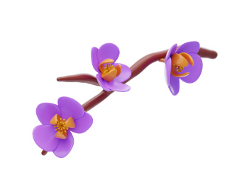 自然植物立体紫色花朵C4D模型
