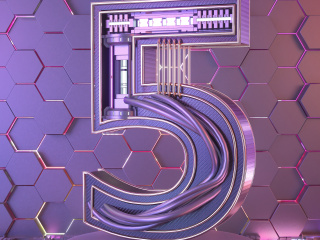 立体科技金属紫色倒计时5C4D模型