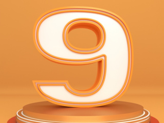 立体橙色个性数字9创意艺术字C4D模型