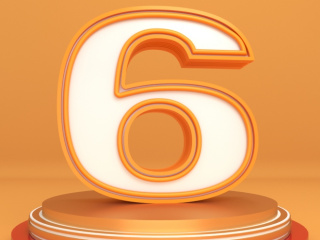 立体橙色个性数字6创意艺术字C4D模型