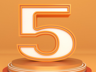 立体橙色个性数字5创意艺术字C4D模型