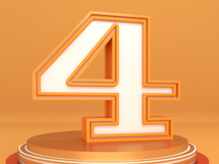 立体橙色个性数字4创意艺术字C4D模型