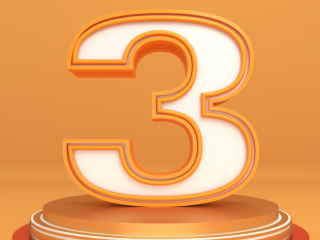 立体橙色个性数字3创意艺术字C4D模型