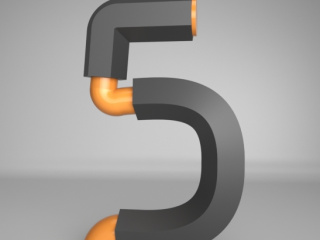 立体数字5简约创意艺术字C4D模型