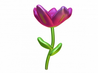 立体紫红色花朵花卉植物C4D模型