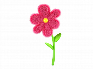 立体红色毛绒花朵花卉植物C4D模型