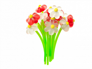 立体红白花朵花卉植物C4D模型