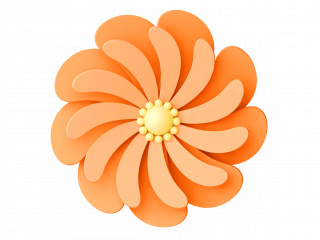 立体橙色花朵花卉植物C4D模型