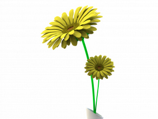 立体黄色花朵花卉植物C4D模型
