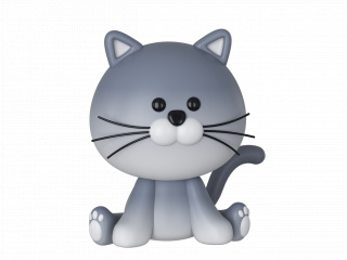立体卡通小动物小猫C4D模型