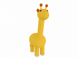 立体卡通小动物黄色长颈鹿C4D模型