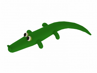 立体卡通小动物绿色鳄鱼C4D模型
