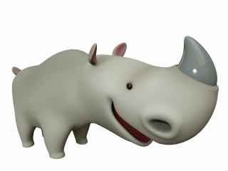 立体卡通小动物灰色犀牛C4D模型