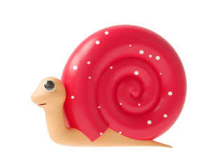 立体卡通小动物红色蜗牛C4D模型