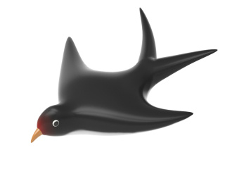 立体卡通小动物黑色小鸟C4D模型