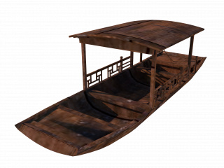 立体棕色乌篷船C4D模型