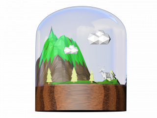立体卡通微观生态瓶玩具C4D模型
