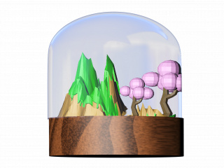 立体卡通微观生态瓶玩具C4D模型