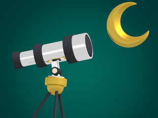 立体卡通阿拉伯神话望远镜月亮C4D模型