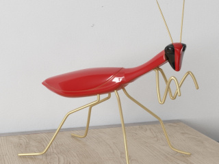 立体室内装饰品红色螳螂C4D模型
