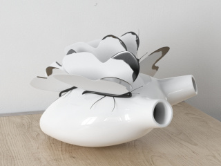 立体室内装饰蝴蝶白色陶瓷摆件C4D模型