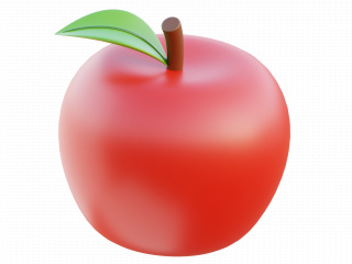 立体现代卡通水果红苹果C4D模型