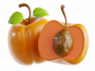 立体卡通现代水果苹果C4D模型