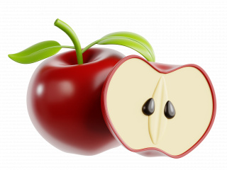 立体卡通现代水果红苹果C4D模型