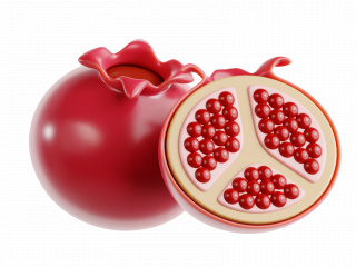 立体卡通现代水果红石榴C4D模型