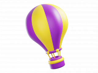 立体卡通节日庆祝彩条热气球C4D模型
